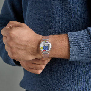 Mondrian Scribbles Minimalist De Stijl Modern Art Watch