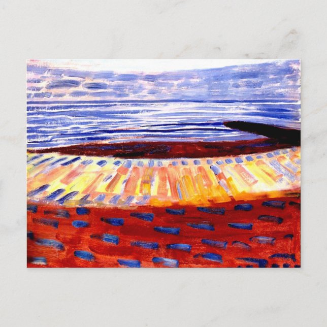 Mondrian - Sea After Sunset, colourful painting Postcard (Front)