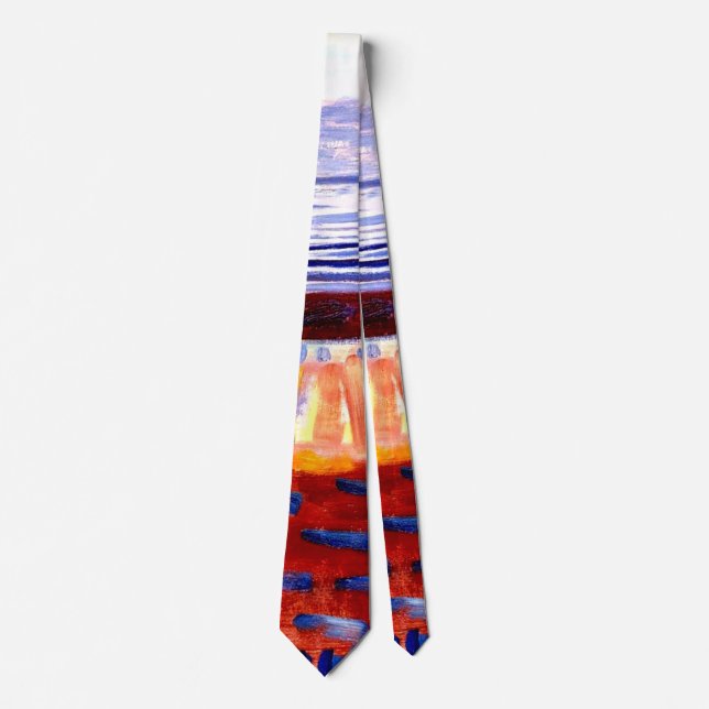 Mondrian - Sea After Sunset, colourful painting Tie (Front)