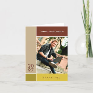 Mondrian Simple Colour Blocks Graduation Photo Thank You Card