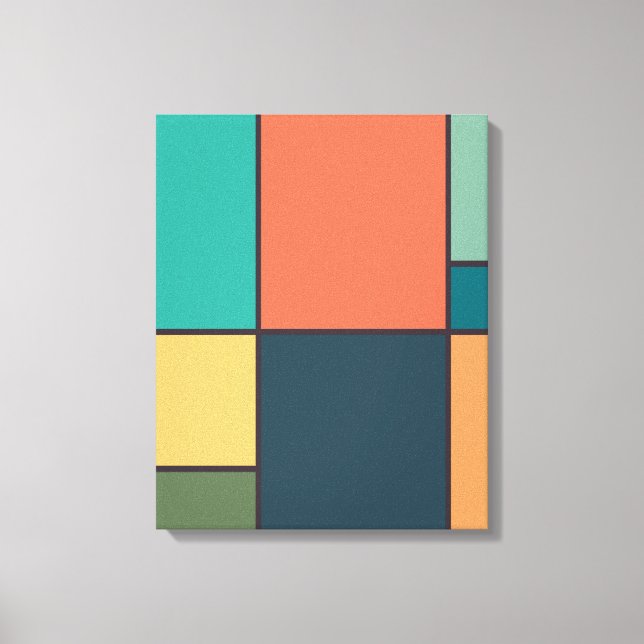 Mondrian Style Abstract Geometric Art Retro Tones Canvas Print (Front)