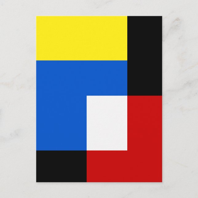 Mondrian Style Abstract Geometric Art Retro Tones Holiday Postcard (Front)