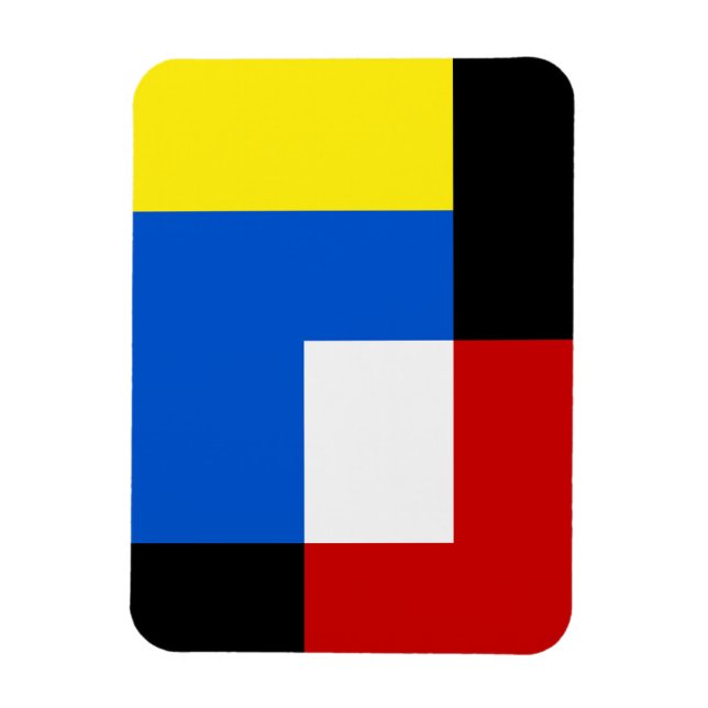 Mondrian Style Abstract Geometric Art Retro Tones Magnet (Vertical)