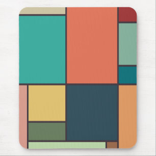 Mondrian Style Abstract Geometric Art Retro Tones Mouse Mat