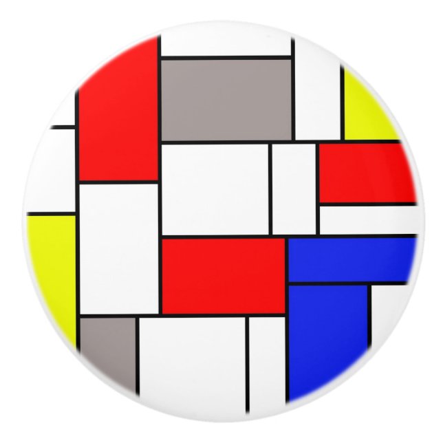Mondrian style ceramic knob (Front)