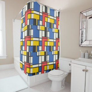 Mondrian Style Colour Blocks Shower Curtain
