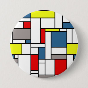Mondrian style design 7.5 cm round badge
