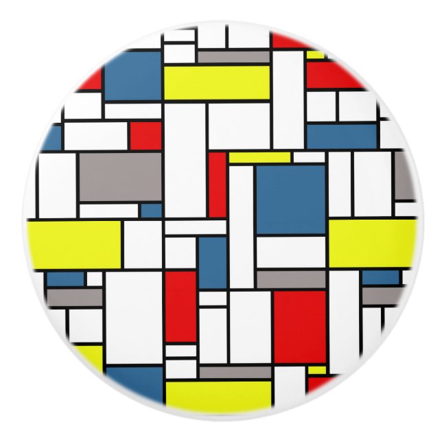 Mondrian style design ceramic knob (Front)