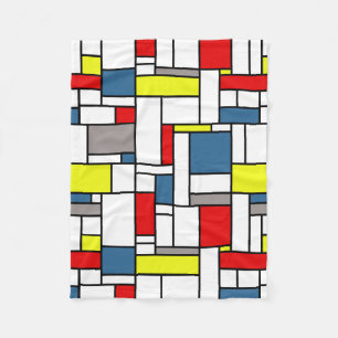Mondrian style design fleece blanket