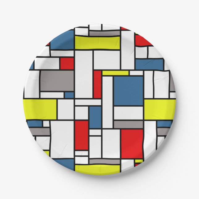 Mondrian style design paper plate (Front)