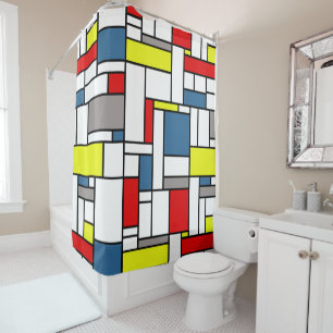 Mondrian style design shower curtain