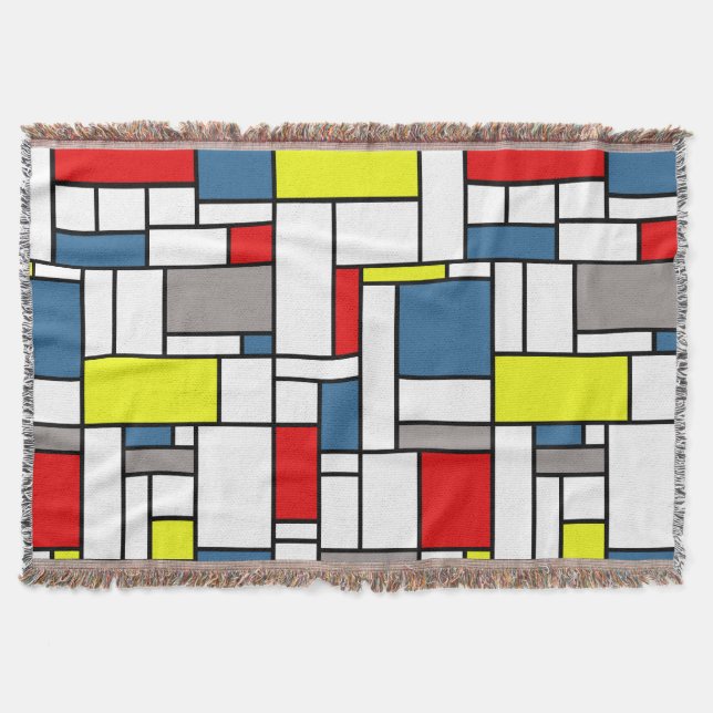 Mondrian style design throw blanket (Front)