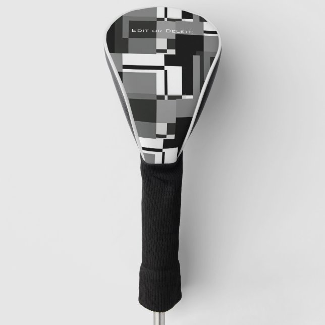 Mondrian Style Grey Abstract Modern Geometric Chic Golf Head Cover (Front)