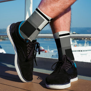 Mondrian Style Grey Abstract Modern Geometric Chic Socks