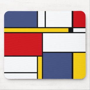 Mondrian Style Modern Abstract Art Design Mouse Mat