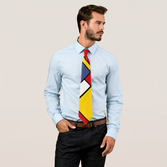 Mondrian Style Modern Abstract Art Design Tie (In Situ)