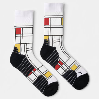 Mondrian Style Modern Art Socks 
