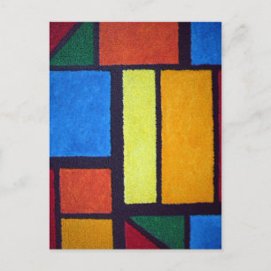 Mondrian Style Orange Green Blue Fuzzy Abstract Postcard