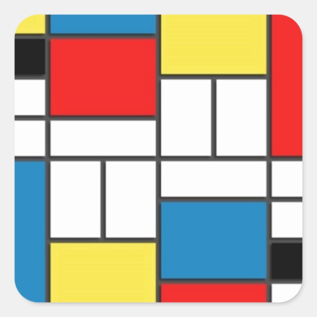 Mondrian Style Square Sticker (Front)