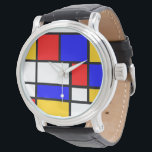 Mondrian style watch<br><div class="desc">A man of style with this watch,  inspired by the painter Piet Mondrian.</div>