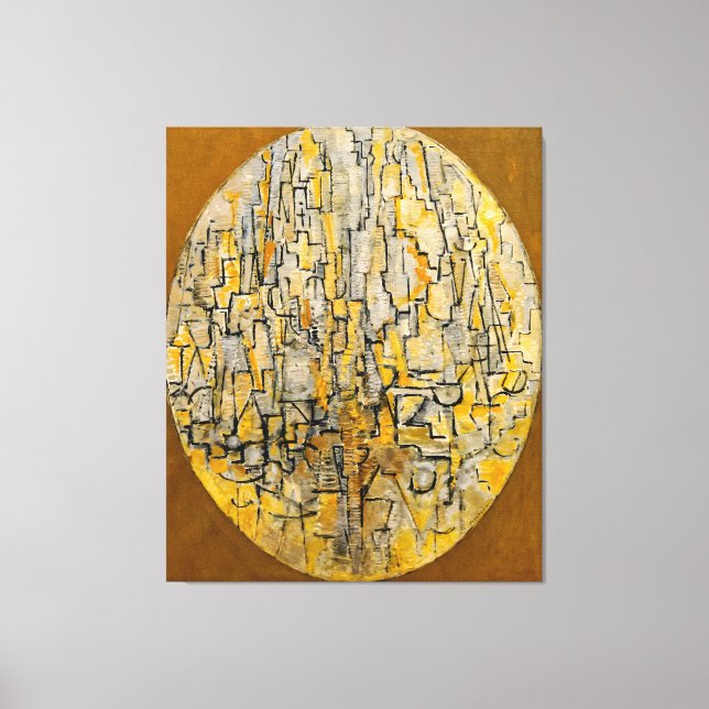 MONDRIAN - TABLEAU 3 COMP. in Oval (Trees) - 1913  Canvas Print (Front)