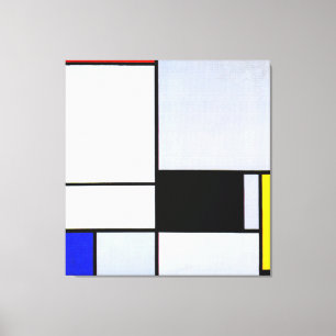 MONDRIAN TABLEAU II with Red, Black, Yellow, Blue Canvas Print