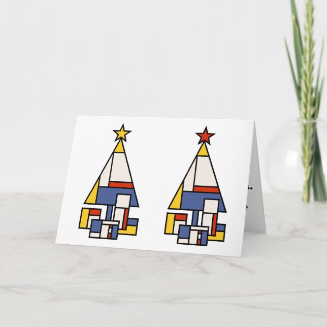 Mondrian Tree in stereo Holiday Card (Front)