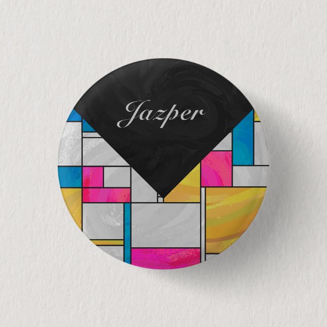 Mondrian Yellow Pink Blue Print 3 Cm Round Badge (Front)