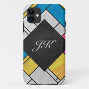 Mondrian Yellow Pink Blue Print iPhone 11 Case