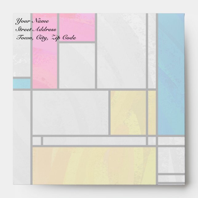 Mondrian Yellow Pink Blue Print Envelopes (Front)