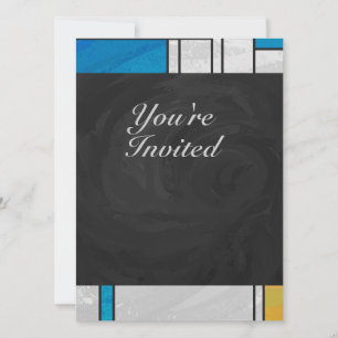 Mondrian Yellow Pink Blue Print Invitation