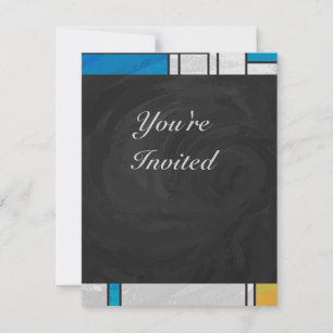 Mondrian Yellow Pink Blue Print Invitation