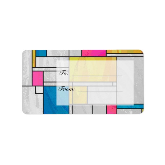 Mondrian Yellow Pink Blue Print Label (Front)