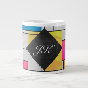 Mondrian Yellow Pink Blue Print Large Coffee Mug