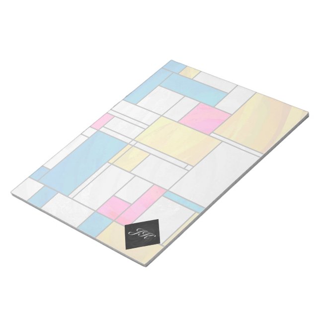 Mondrian Yellow Pink Blue Print Notepad (Angled)