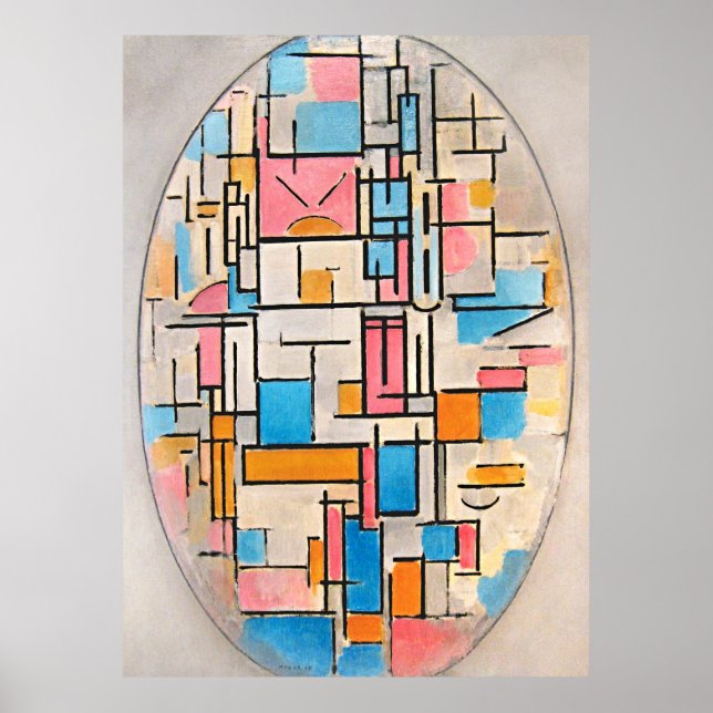 Mondrian's Composition in Oval with Colour Planes  Poster (Front)