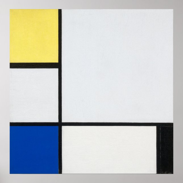 Mondrian's Composition Yellow, Blue, Black, Blue Poster (Front)