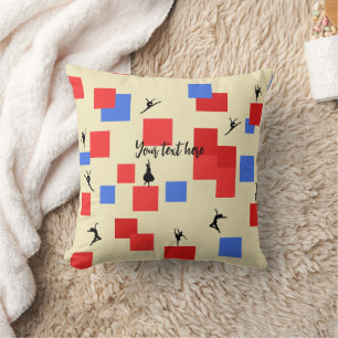 Mondrian's Dancing Cubes Blue Red Light Background Cushion