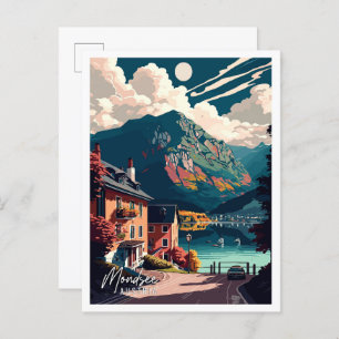 Mondsee Austria vintage travel illustration Postcard
