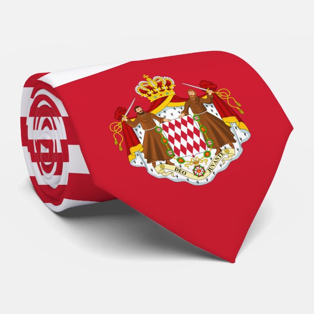 Monégasque Flag & Coat of Arms, Flag of Monaco Tie (Rolled)