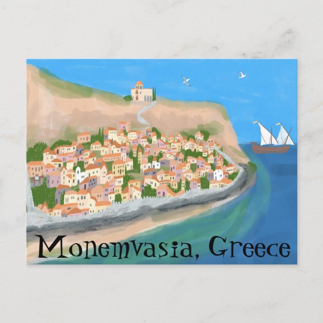 MONEMVASIA GREECE Island Art Travel  Postcard (Front)