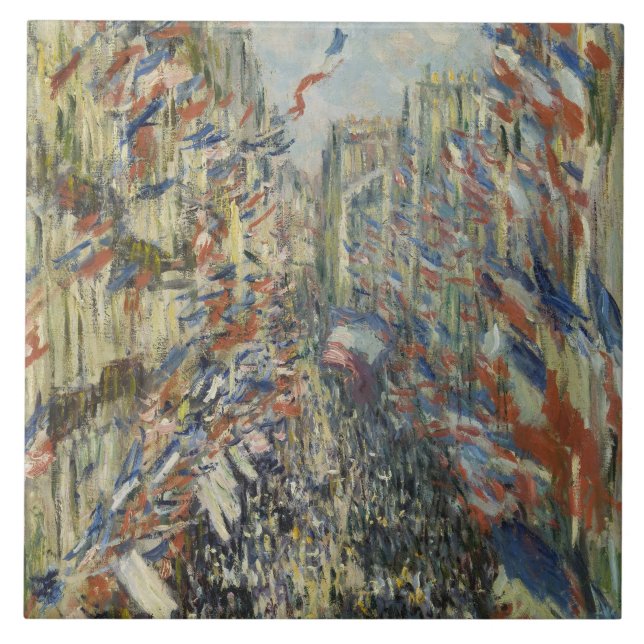 Monet 1878 The Rue Montorgueil in Paris Tile (Front)