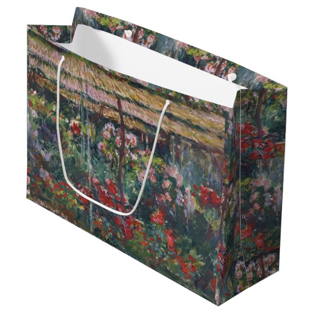 Monet 1887 Vintage Peony Garden Large Gift Bag (Front Angled)