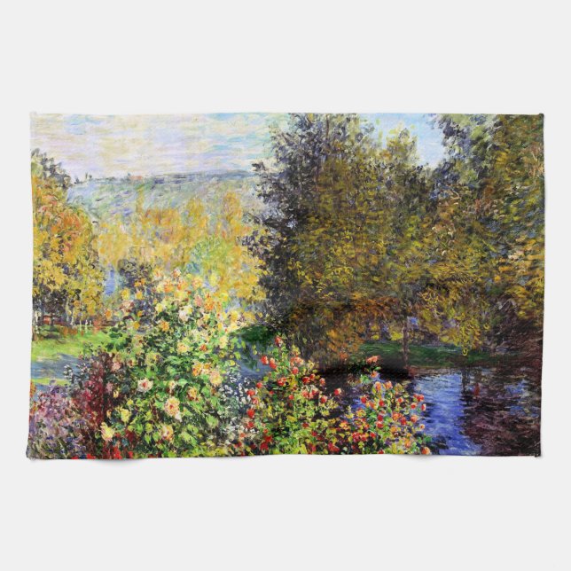 Monet - A Corner of the Garden at Montgeron Tea Towel (Horizontal)