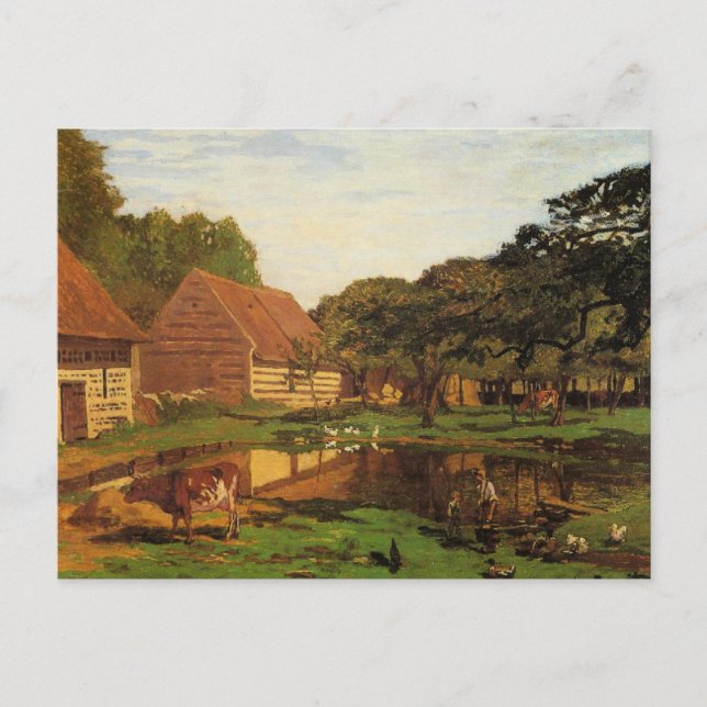 Monet - A Farmyard in Normandy, fine art, Postcard (Front)