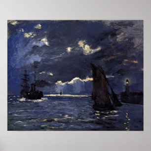 Monet - A Seascape Shipping By Moonlight Poster