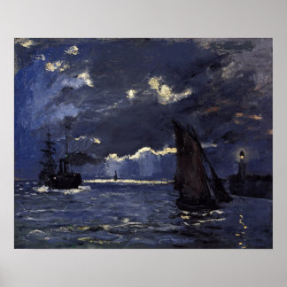 Monet - A Seascape Shipping By Moonlight Poster