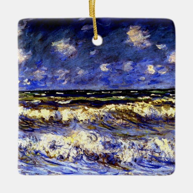 Monet - A Stormy Sea Ceramic Ornament (Front)