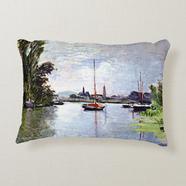 Monet - Argenteuil, Seen from Small Arm of Seine, Decorative Cushion (Back)