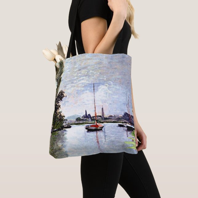 Monet - Argenteuil, Seen from Small Arm of Seine, Tote Bag (Close Up)